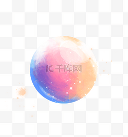 星星球体图片_梦幻彩色发光星球