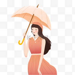 卡通雨水雨伞图片_撑着雨伞的女孩