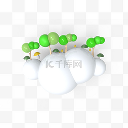 绿色蘑菇树图片_植树节气泡漂浮树