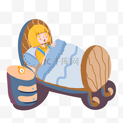 欧式的床图片_装备睡觉的小女孩插画