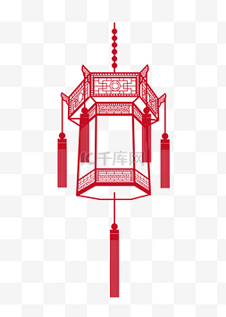 中国风宫灯剪纸插画