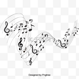 音乐符号手绘图片_美丽浪漫的员工音乐符号浮动元素