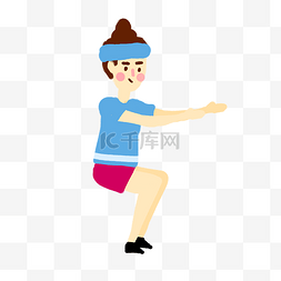 少女卡图片_半蹲的少女健身锻炼腿部肌肉