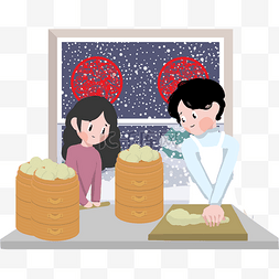 夜晚下雪图片_新年二十九蒸馒头