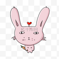 心形兔子图片_头带红花的可爱兔子