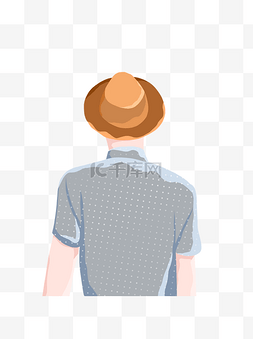 人物背影设计图片_戴草帽的男人人物背影设计