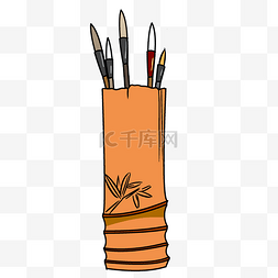 铅笔毛笔图片_橙色竹子笔筒分割线