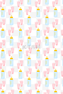 黄色奶瓶图片_奶瓶婴儿脚印底纹