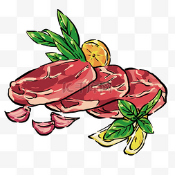 炸里脊肉片图片_美味烤肉装饰插画