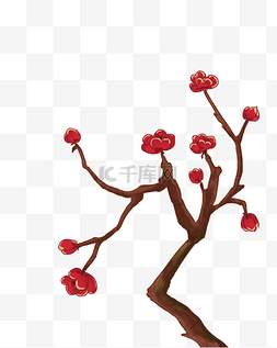 一枝花卉图片_一枝红色木棉插画