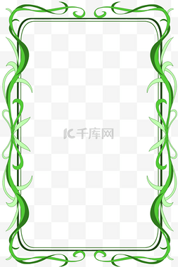 卡通绿色花藤图片_缠绕的绿色花藤边框