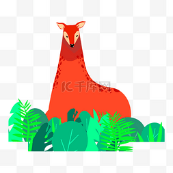 小鹿森林图片_手绘卡通红色小鹿