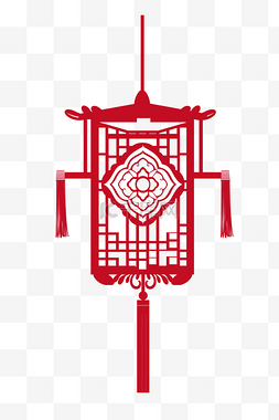 红色的灯笼素材图片_红色的宫灯剪纸插画春节新年新春