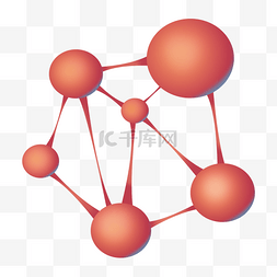 红色化学分子素材元素
