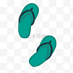 海边船海鸥图片_卡通绿色的沙滩拖鞋设计