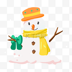 戴帽子的雪人手绘插画