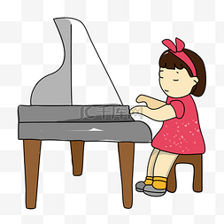 开学季弹钢琴插画