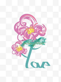 粉色love浪漫图片_抽象创意LOVE浪漫唯美花朵设计素