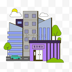 卡通风城市高层建筑绿化