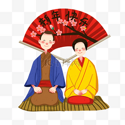 手绘新年梅花插画