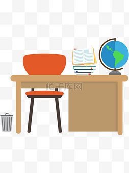 椅子设计图片_卡通书桌场景组合教师节矢量素材