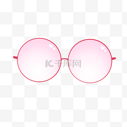 框实物图片_粉色圆框剔透眼镜PNG