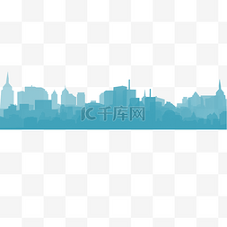 城市地标图片_矢量蓝色城市剪影