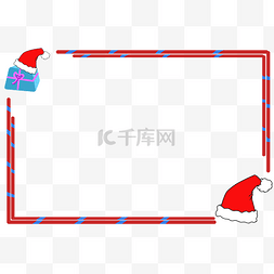 红色简易边框图片_红色的圣诞帽边框
