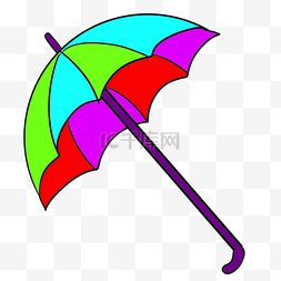 彩色手绘雨伞元素