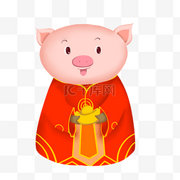 小猪宝宝图片_手绘新年招财小猪宝宝插画