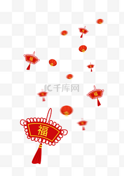 漂浮的灯笼图片_漂亮的红色福结