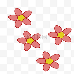 五朵花图片_卡通五瓣粉色黄蕊花