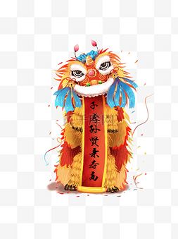 舞狮舞龙春节中国风