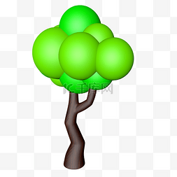 C4D风格树木模型PNG