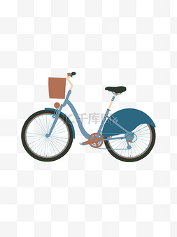 简约卡通开学季图片_简约扁平卡通中小学生开学自行车