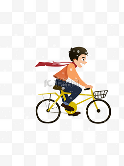 自行车男孩图片_卡通冬天骑自行车的男孩