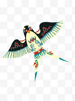 飞向空中的风筝图片_手绘卡通传统手工制作的彩绘燕子