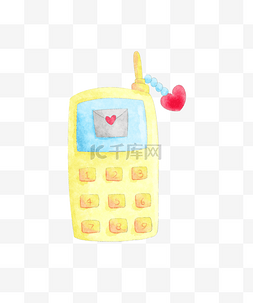 微信电话短信图片_黄色的爱情短信插画