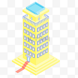立体建筑物图片_黄色的立体建筑物免抠图