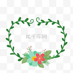 绿色花朵装饰框图片_爱心枝藤花朵边框
