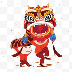 中国式过年舞狮子免抠图