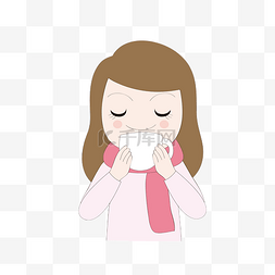 秋冬卡通图片_卡通手绘喝茶的小女孩