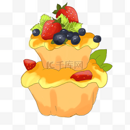 蓝莓草莓蛋糕图片_美味水果蛋糕