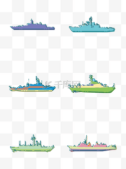 mbe简约图片_简约扁平卡通MBE军舰战船战舰矢量