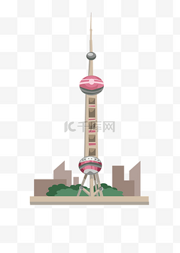 地标性建筑插画图片_手绘地标性建筑-上海东方明珠插