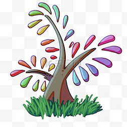 卡通彩色树木图片_创意彩色树木插画