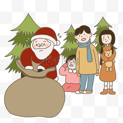 圣诞节小朋友图片_圣诞节手绘插画圣诞老人找礼物免