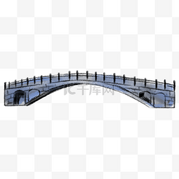 宏伟的赵州桥手绘插画