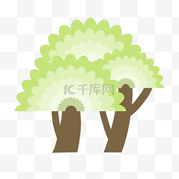 扇形树叶图片_创意绿色卡通大树