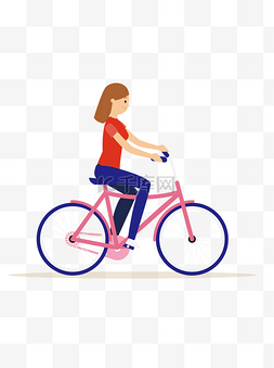 卡通骑自行车运动的女孩